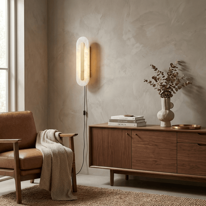 Alabaster Rounded Plug-in Wall Light