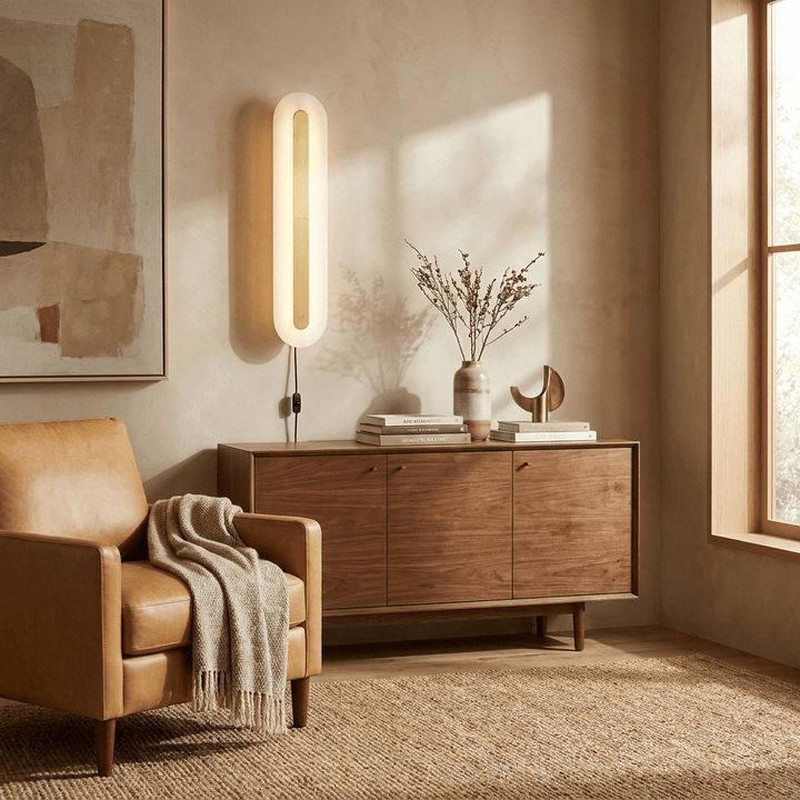 Alabaster Rounded Plug-in Wall Light