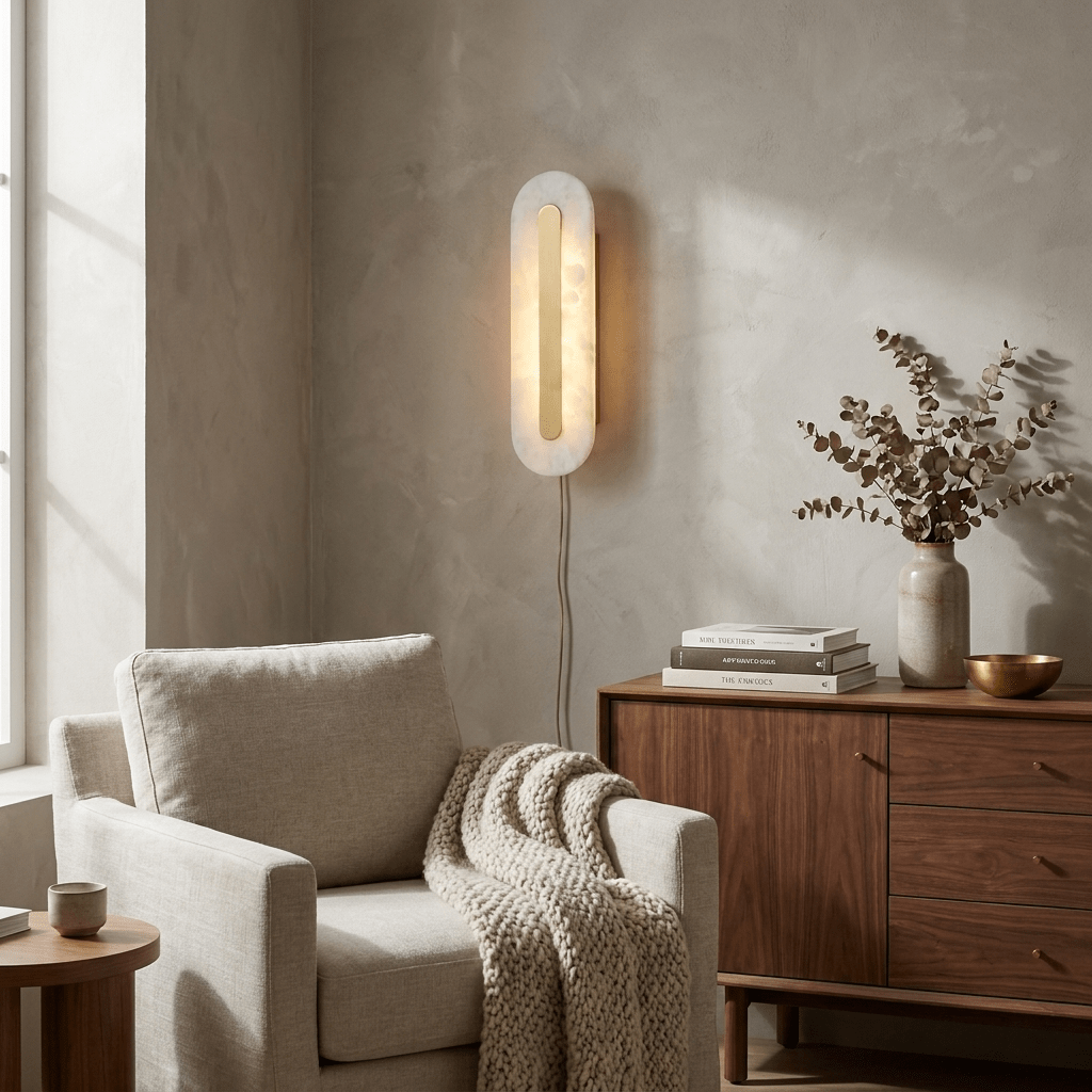 Alabaster Rounded Plug-in Wall Light