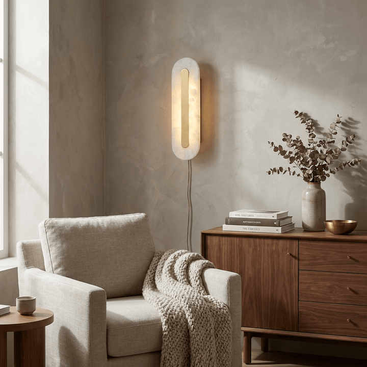 Alabaster Rounded Plug-in Wall Light