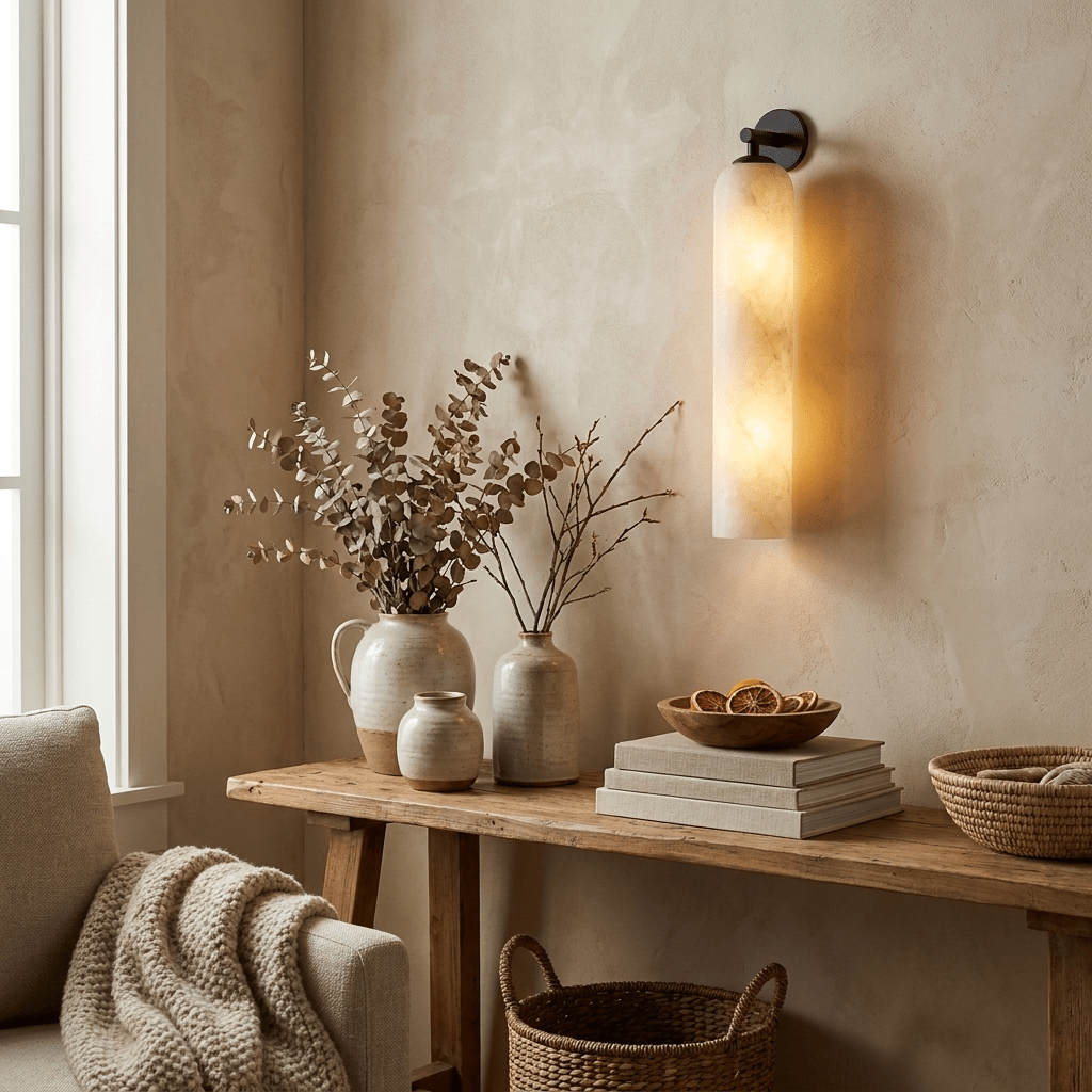 Tube Alabaster Wall Sconce