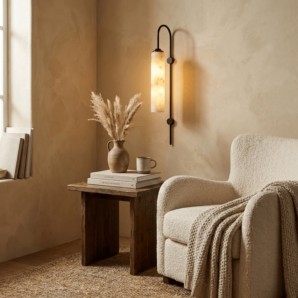 Alabaster Cylinder Wall Light