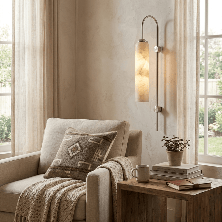 Alabaster Cylinder Wall Light