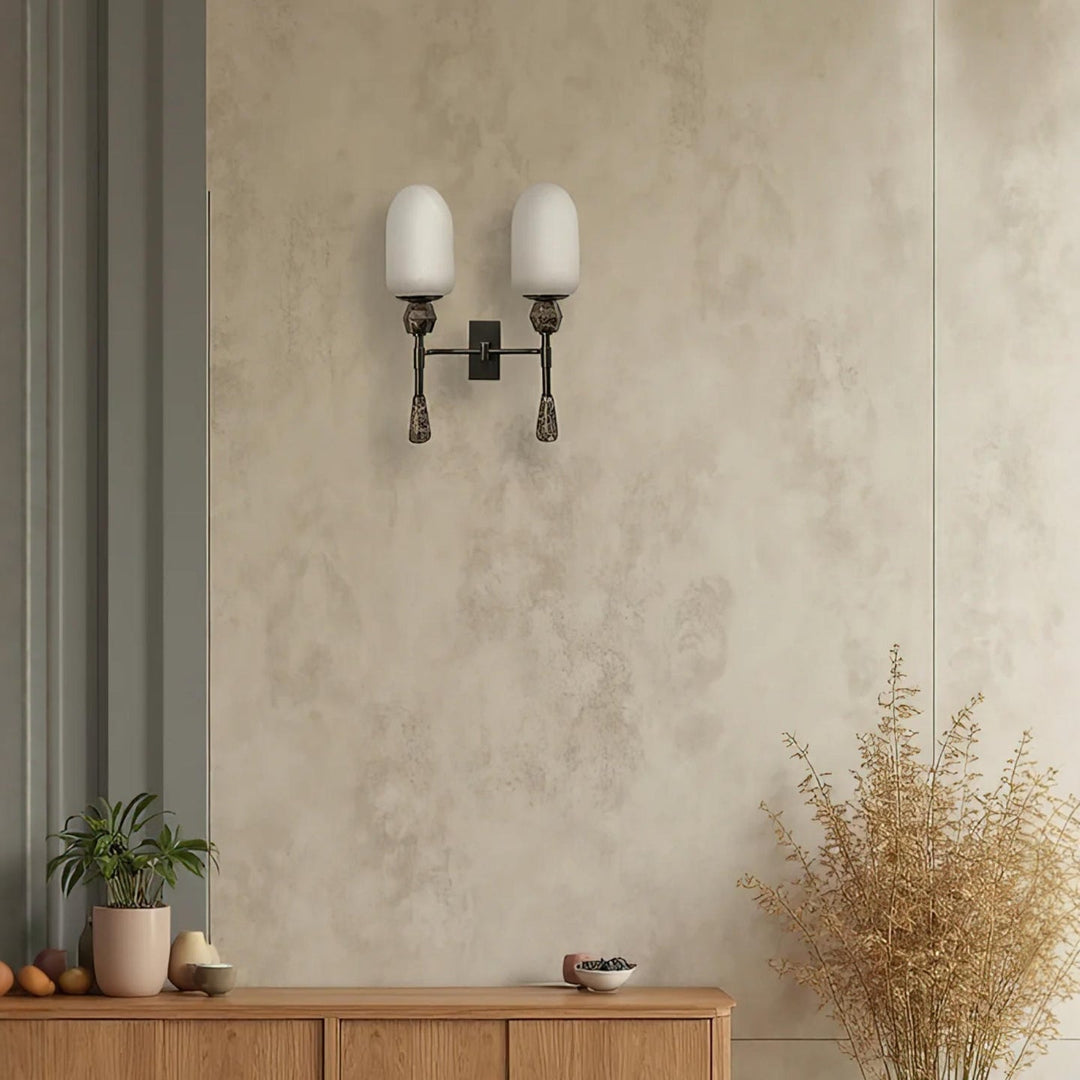 Alabaster Obelisk Double Alabaster Sconce