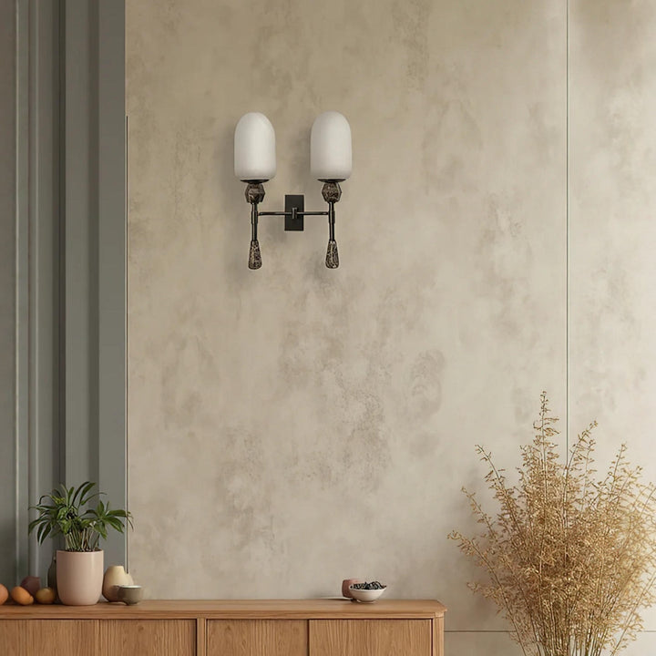 Alabaster Obelisk Double Alabaster Sconce