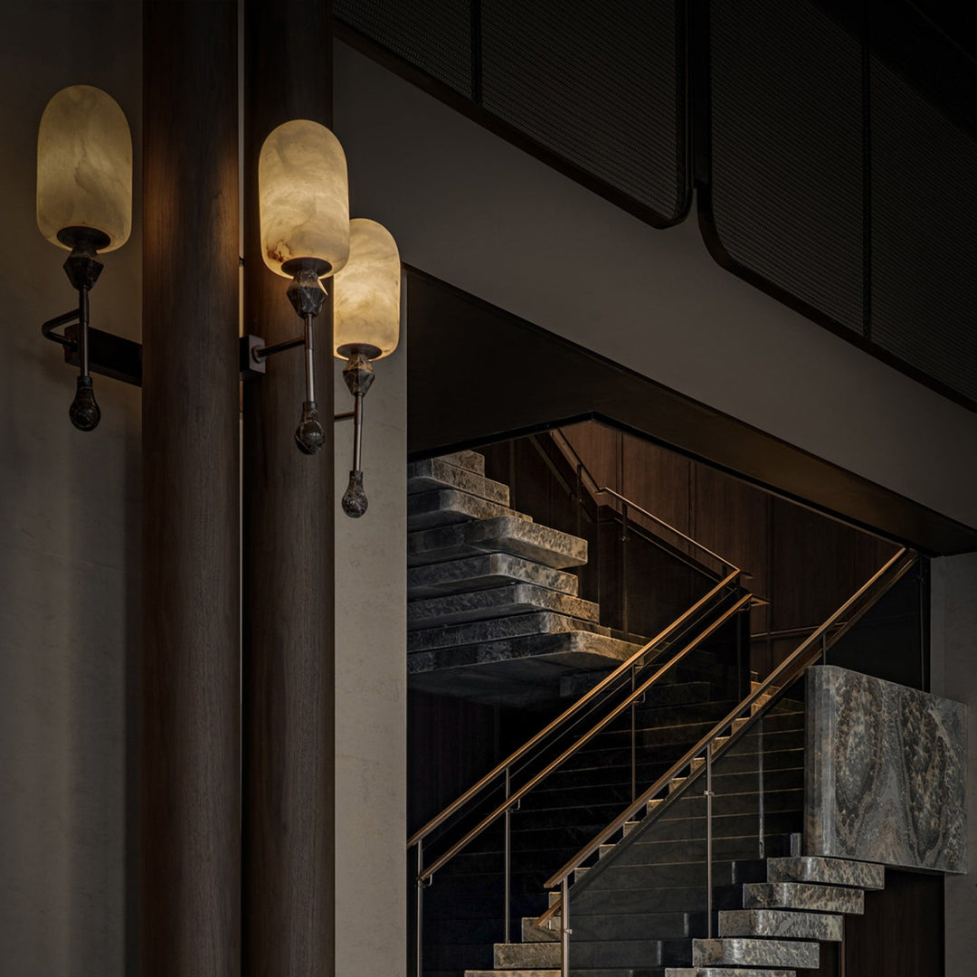 Alabaster Obelisk Double Alabaster Sconce