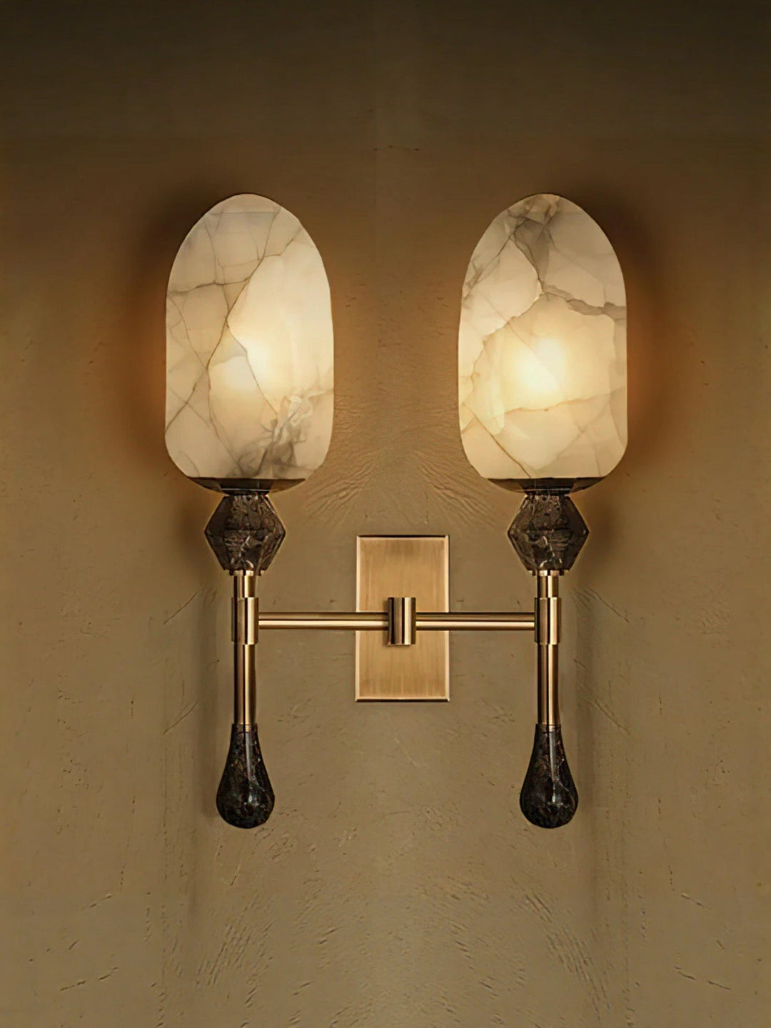 Alabaster Obelisk Double Alabaster Sconce