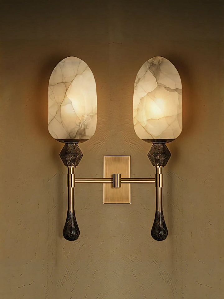 Alabaster Obelisk Double Alabaster Sconce