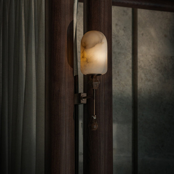 Alabaster Obelisk Double Alabaster Sconce