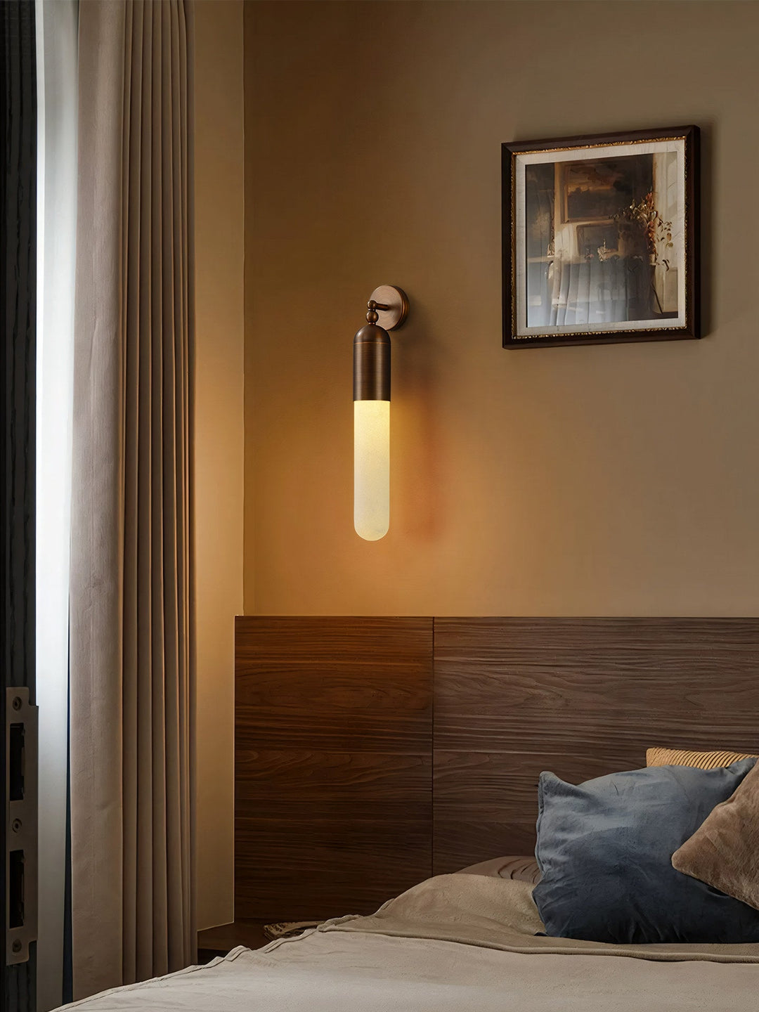 Alabaster Sculpted Tube Wall Sconce