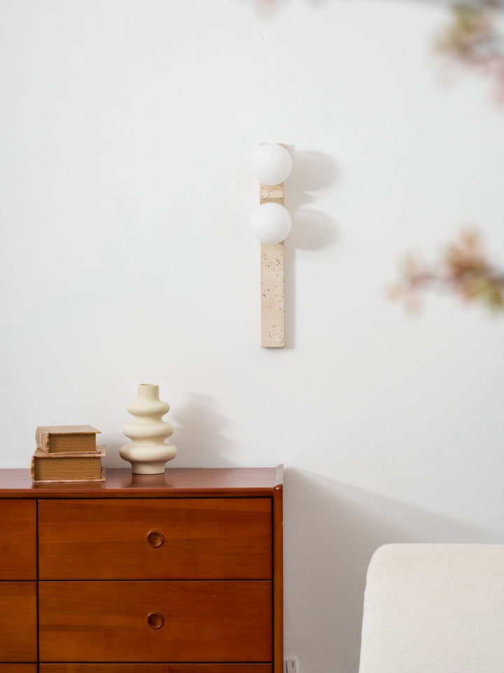 Asymmetrical Travertine Wall Sconce