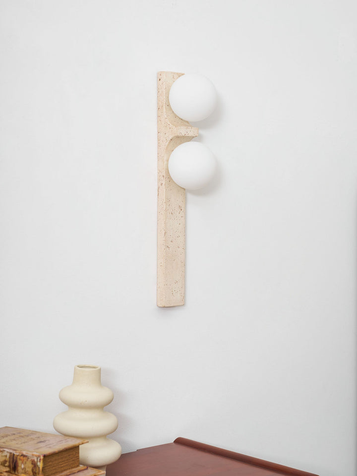 Asymmetrical Travertine Wall Sconce