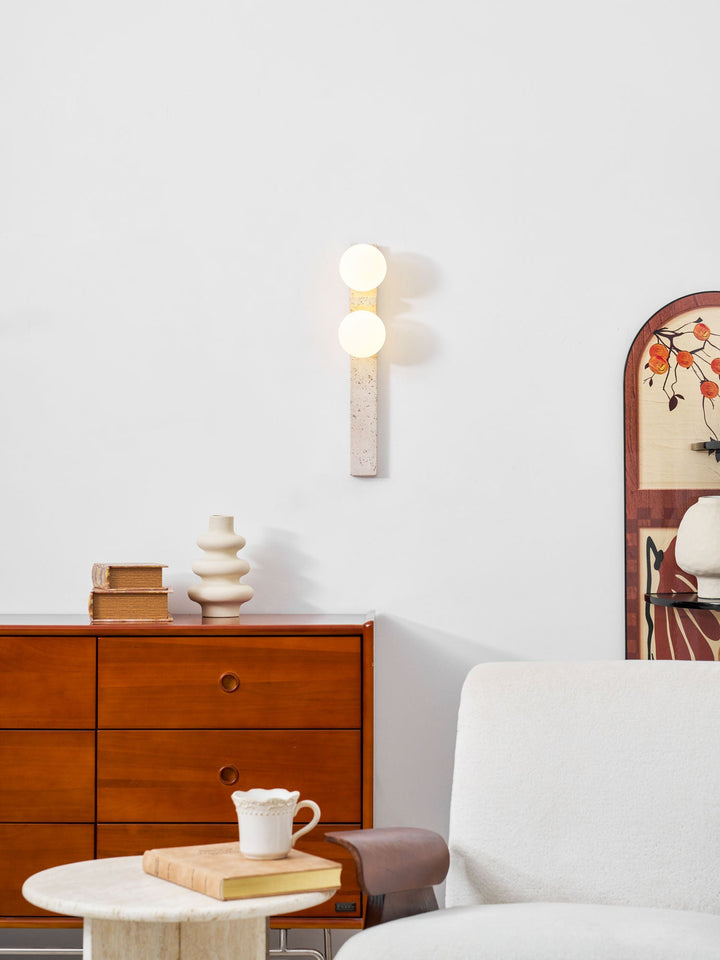 Asymmetrical Travertine Wall Sconce