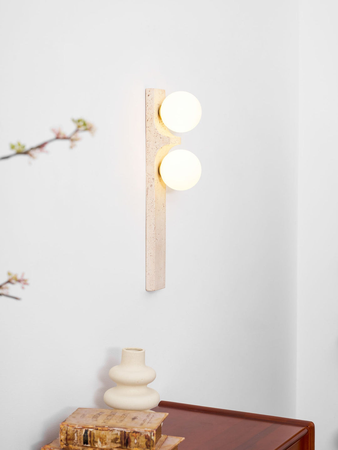 Asymmetrical Travertine Wall Sconce