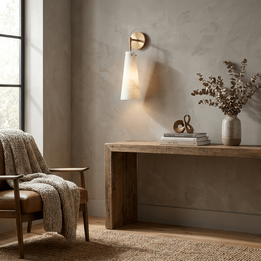 Aurelia Alabaster Cone Wall Sconce