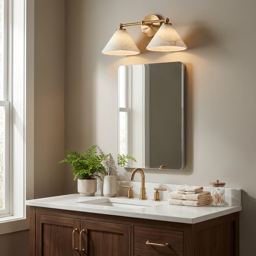 Aveline Alabaster Double Cone Wall Sconce