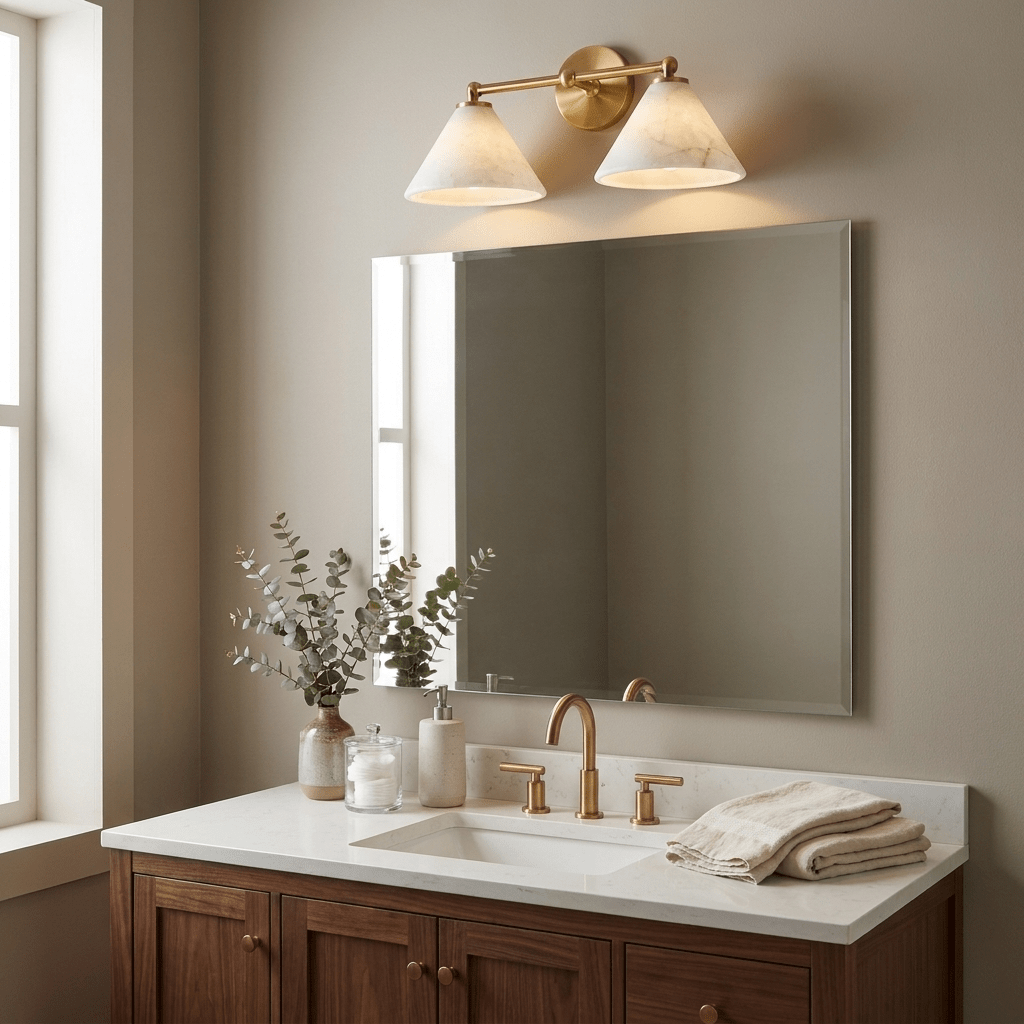 Aveline Alabaster Double Cone Wall Sconce
