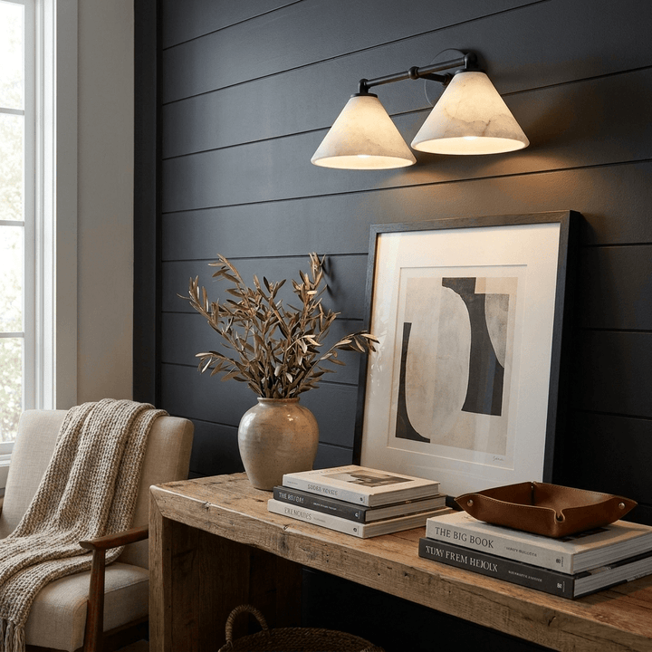 Aveline Alabaster Double Cone Wall Sconce