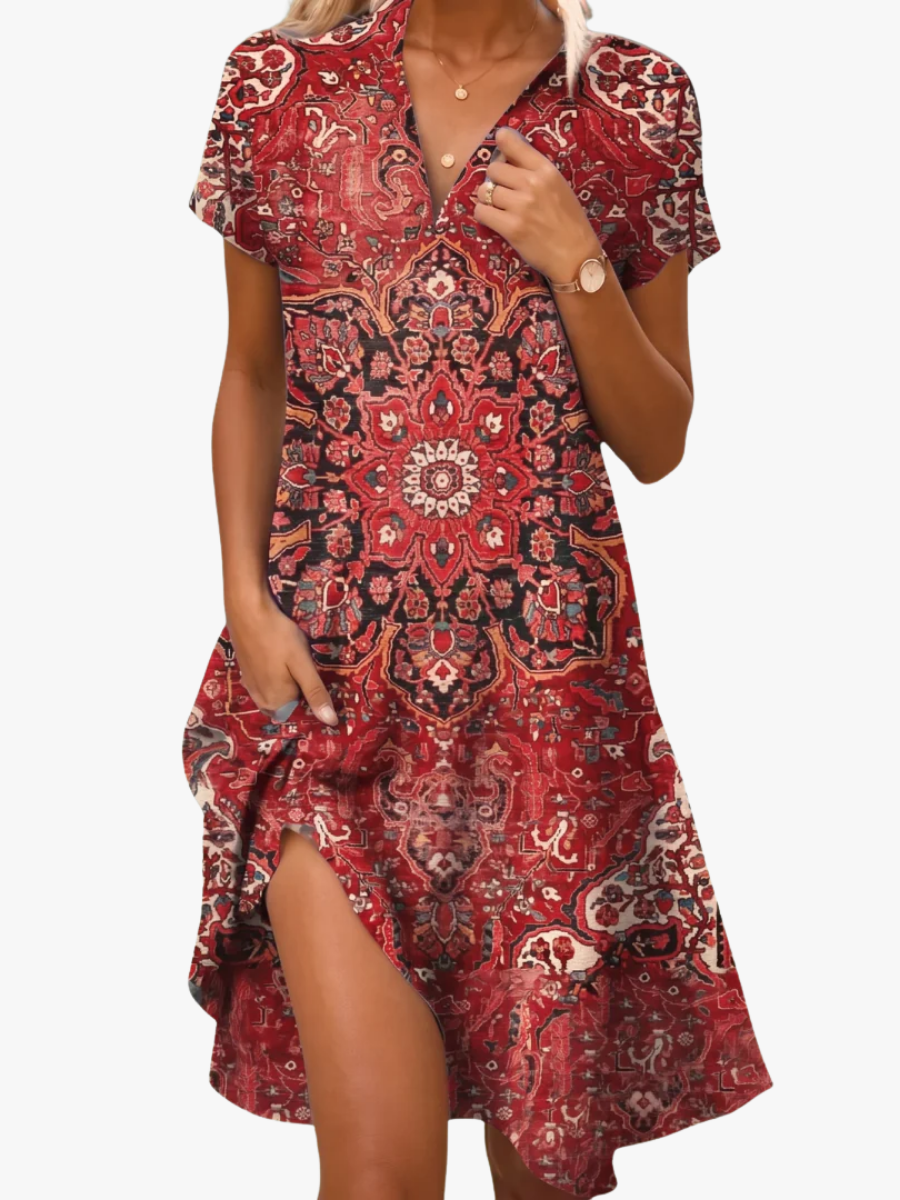 CHIQUE MIDI JURK MET PATROON VOOR VROUWEN