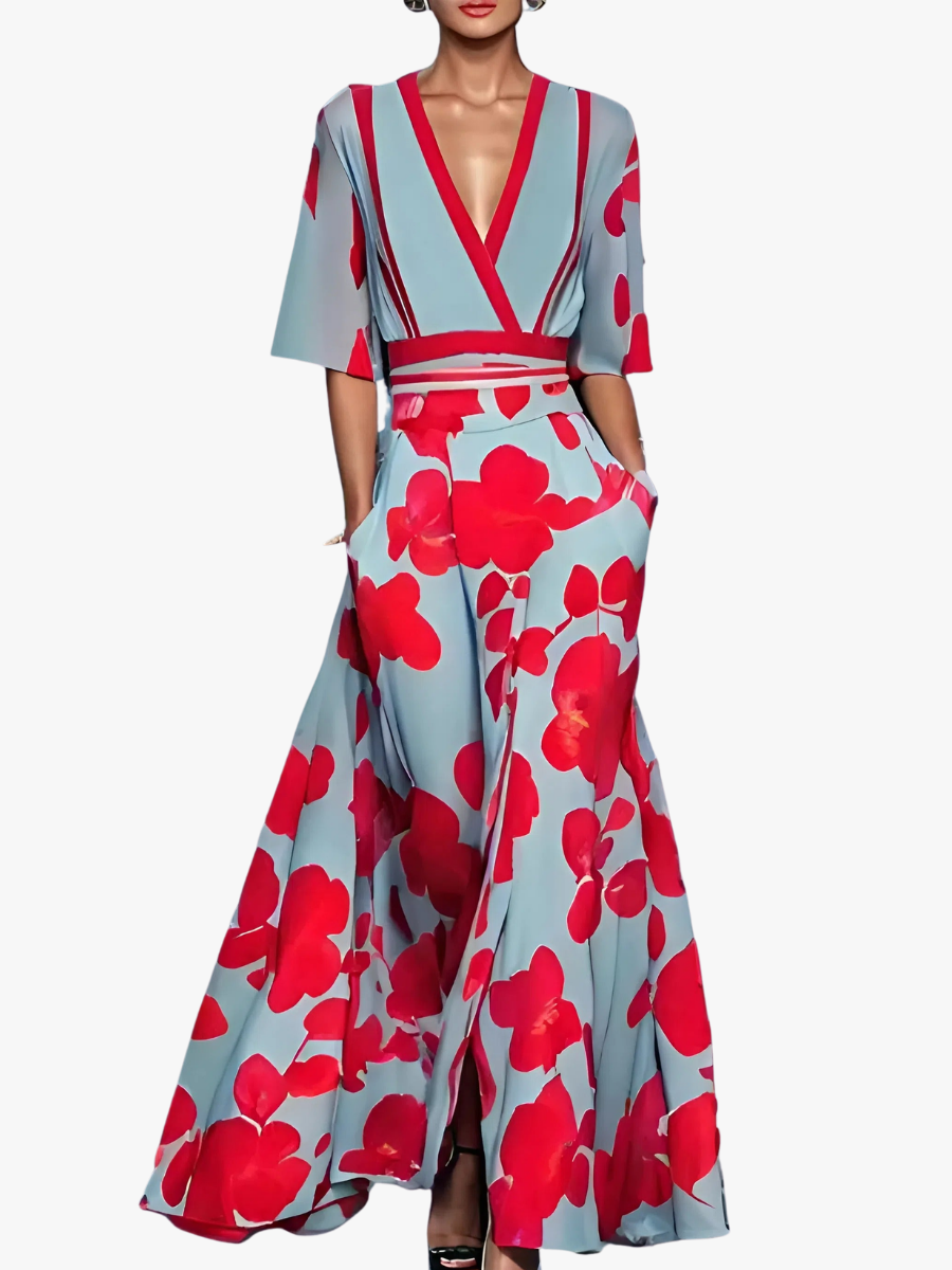 BLOEMEN JURK MET V-HALS VOOR DAMES