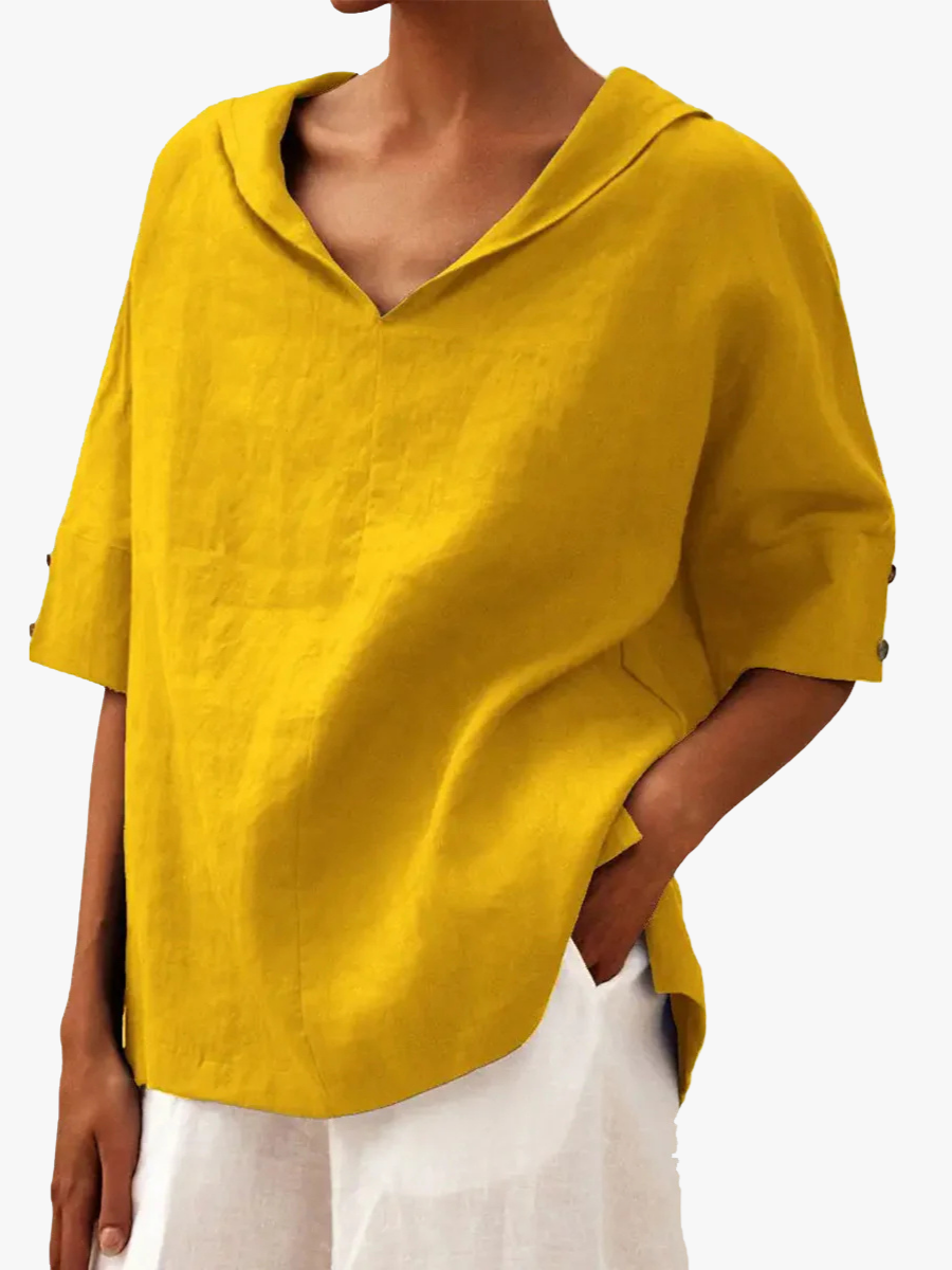 BLOUSE EN LIN MET V-HALS VOOR VROUWEN