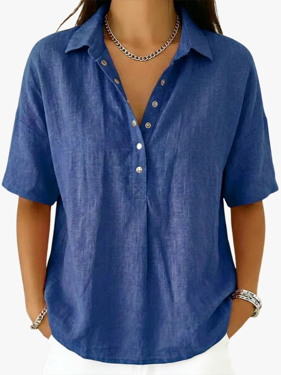 BLOUSE MET V-HALS EN KNOPEN VOOR VROUWEN