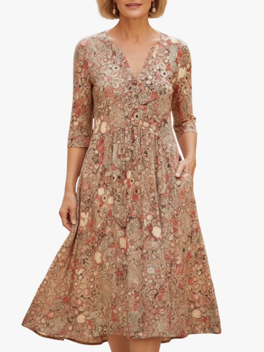 ELEGANTE MIDILANGE GEPRINTE JURK VOOR VROUWEN