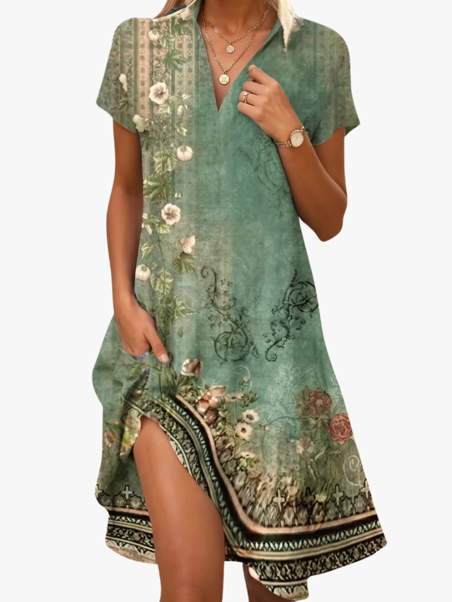 CHIQUE MIDI JURK MET PATROON VOOR VROUWEN