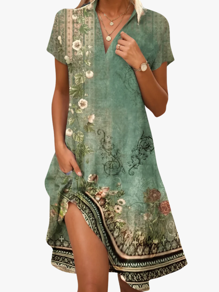 CHIQUE MIDI JURK MET PATROON VOOR VROUWEN
