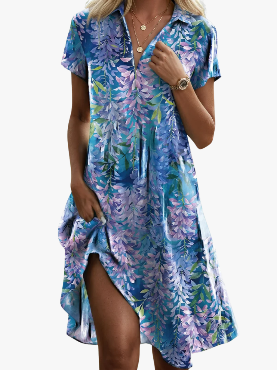 CHIQUE MIDI JURK MET PATROON VOOR VROUWEN