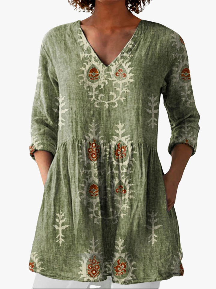 LANGE BLOUSE MET V-HALS VOOR VROUWEN