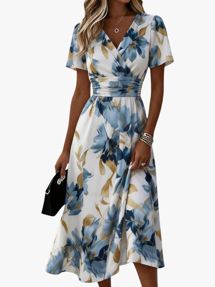 MODERNE MIDILANGE FLORELE JURK VOOR VROUWEN