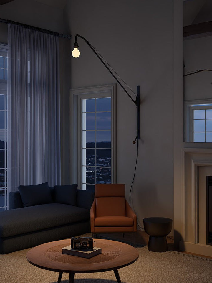 Black Long Arm Wall Lamp