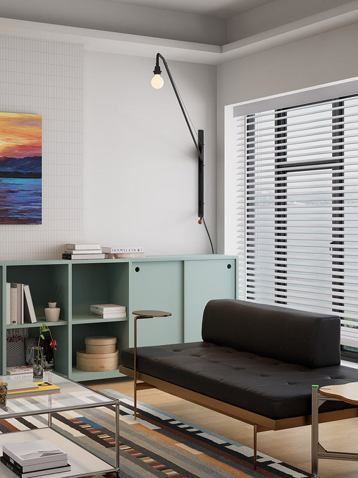 Black Long Arm Wall Lamp