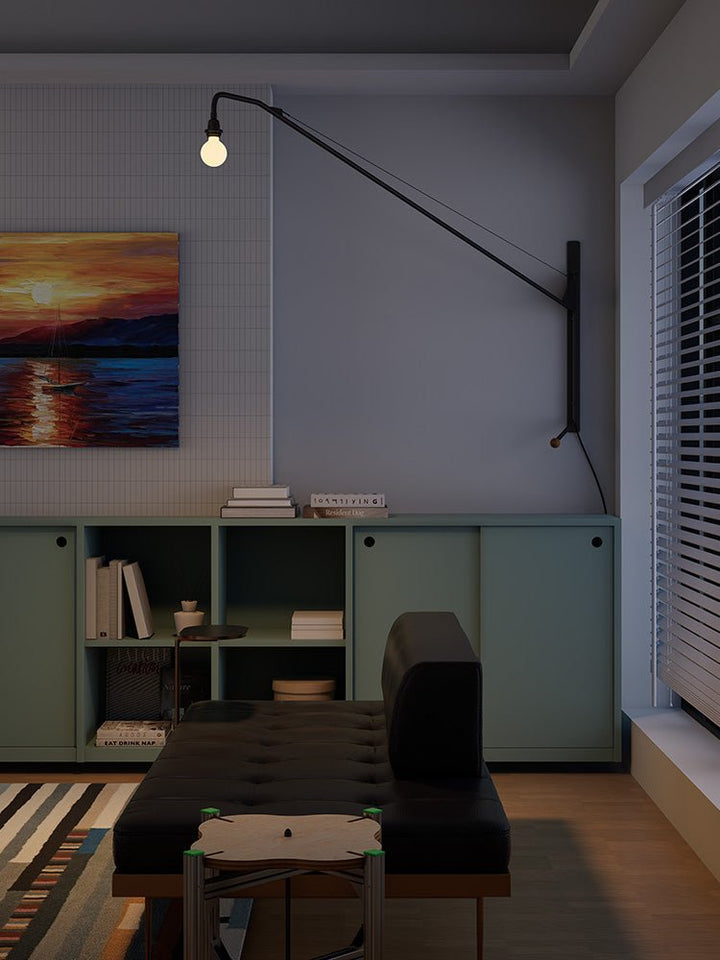 Black Long Arm Wall Lamp
