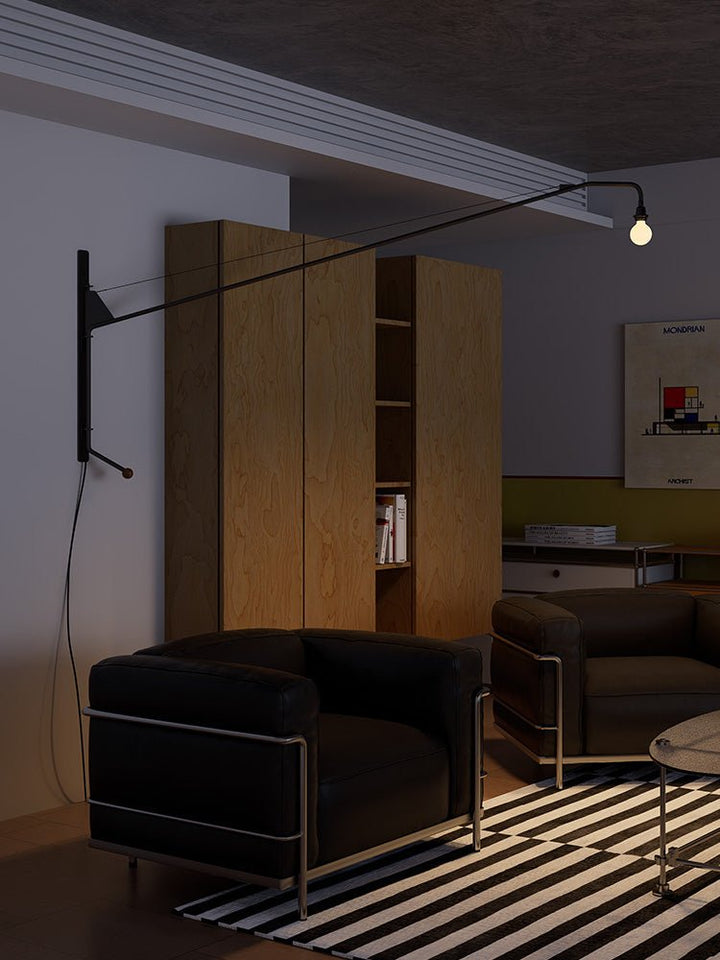 Black Long Arm Wall Lamp