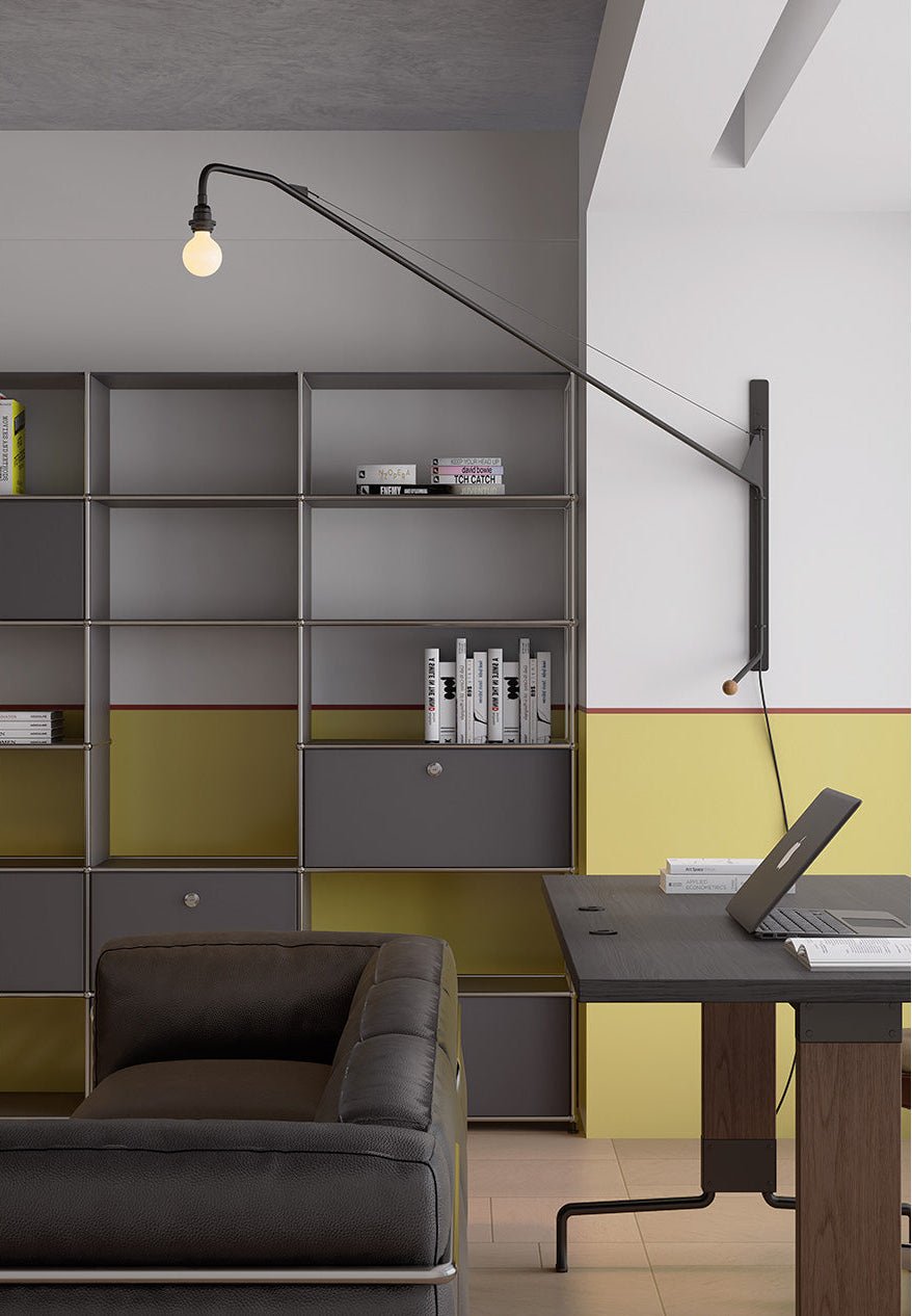 Black Long Arm Wall Lamp