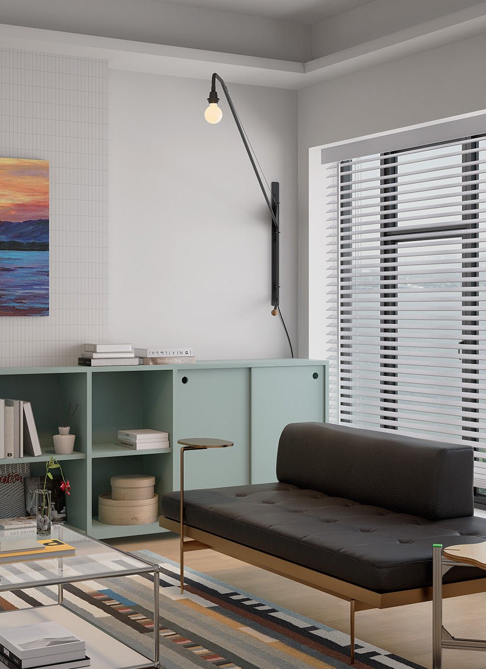Black Long Arm Wall Lamp