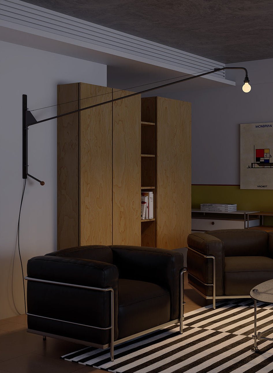 Black Long Arm Wall Lamp