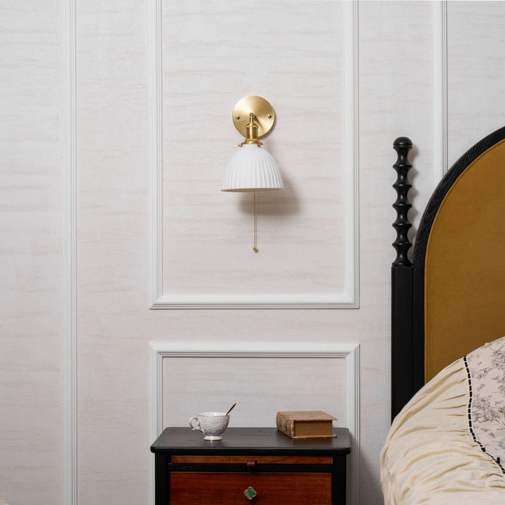 Brass Pleated Ceramic Wall Lamp