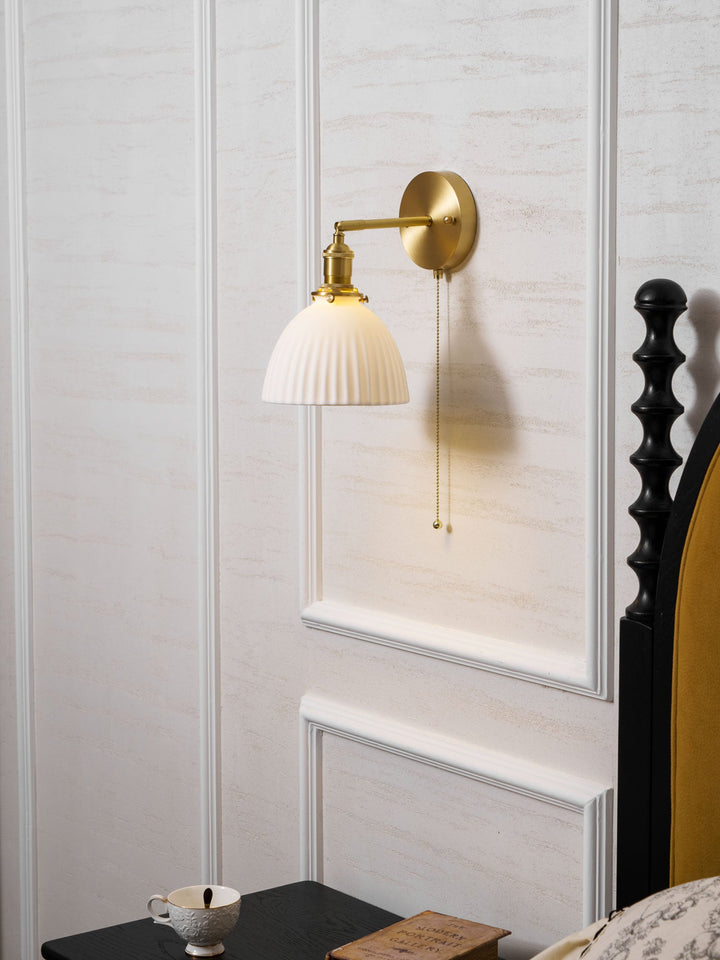 Brass Pleated Ceramic Wall Lamp