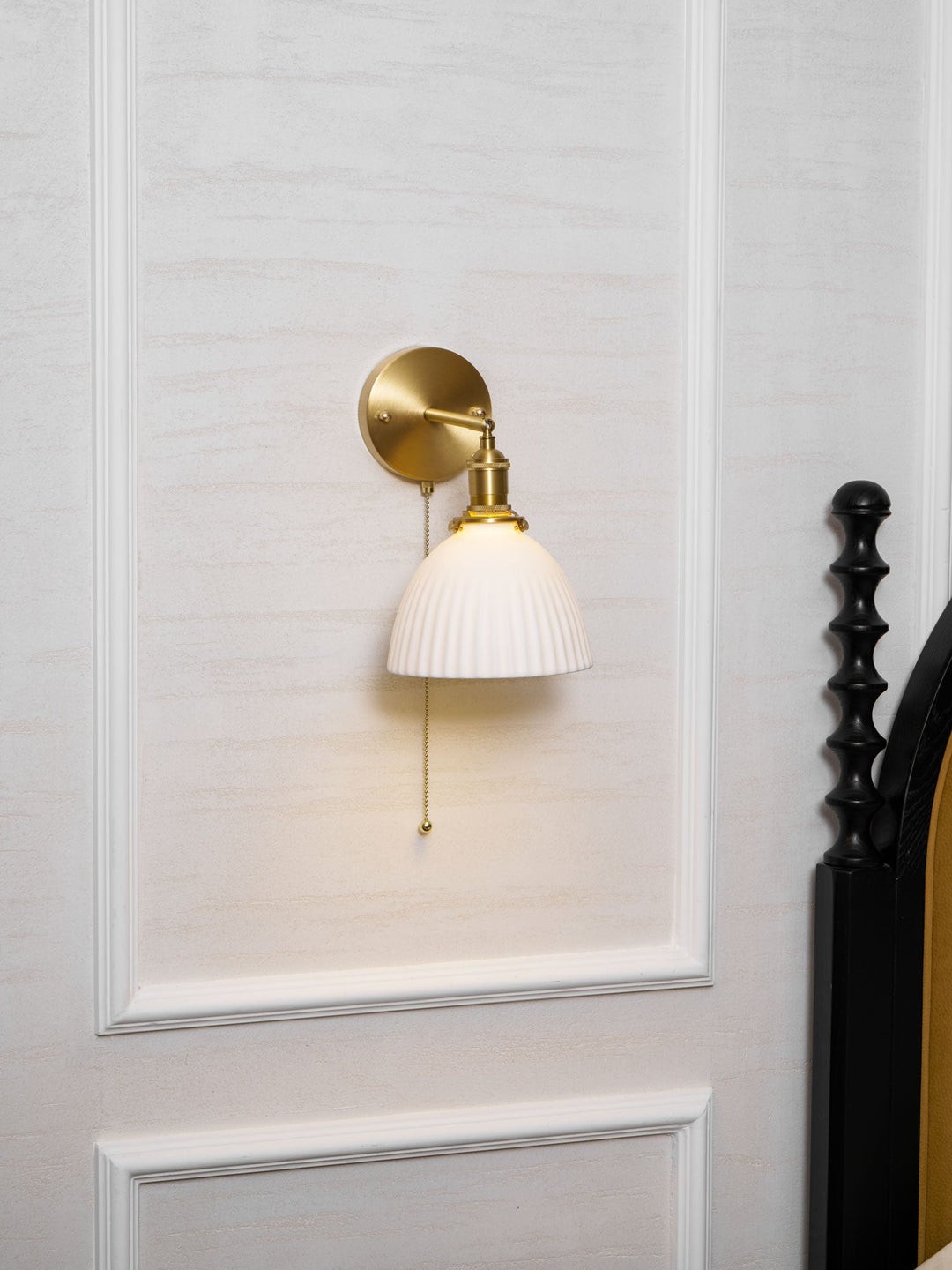 Brass Pleated Ceramic Wall Lamp
