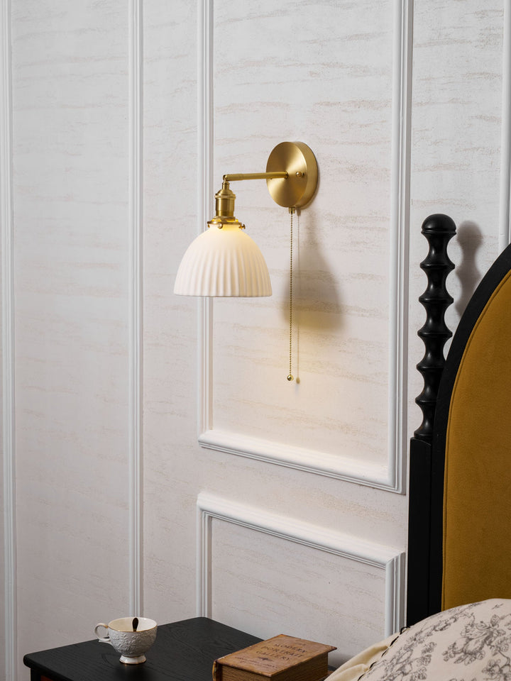 Brass Pleated Ceramic Wall Lamp