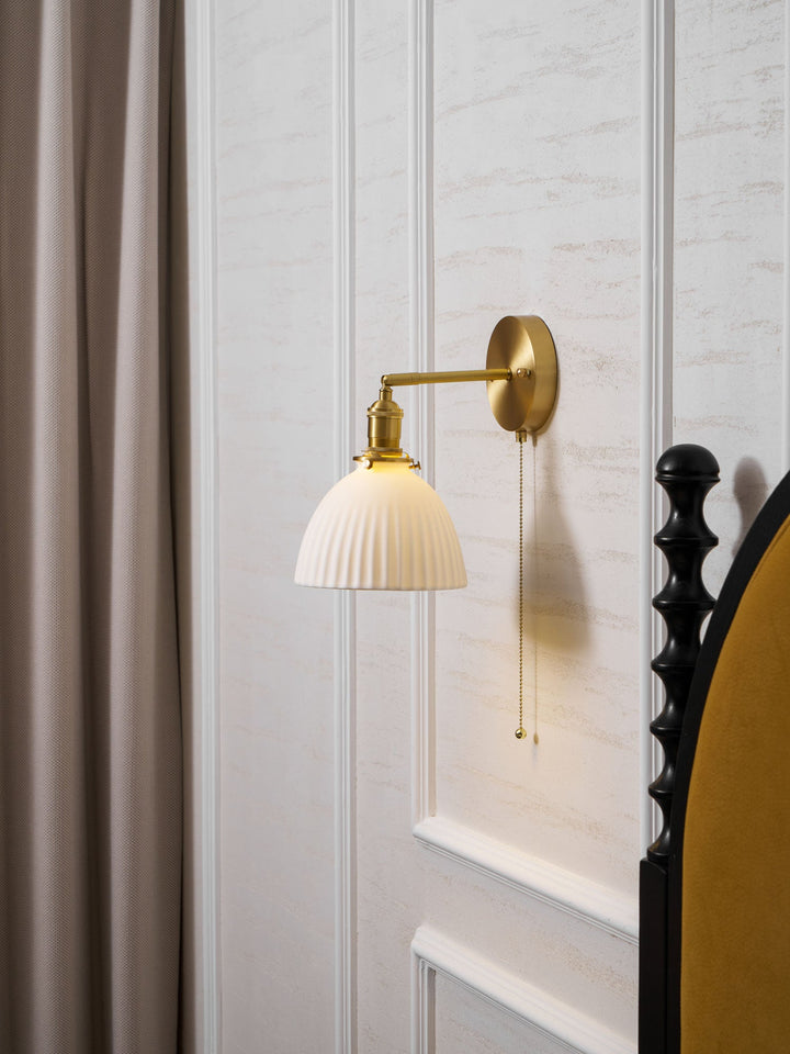 Brass Pleated Ceramic Wall Lamp
