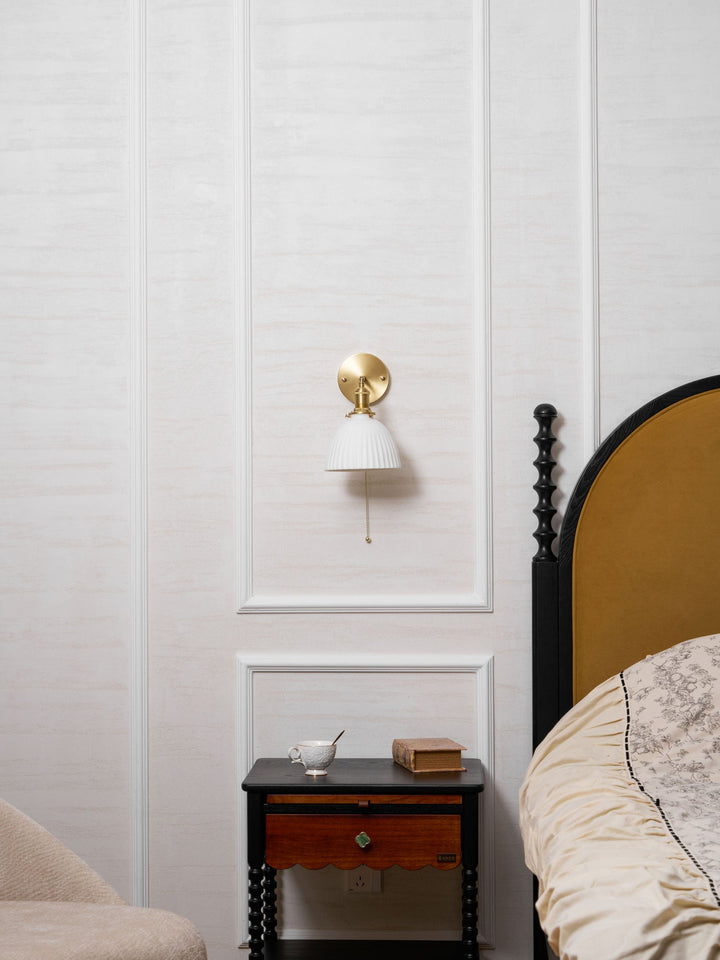Brass Pleated Ceramic Wall Lamp