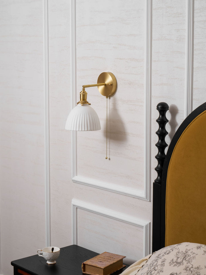 Brass Pleated Ceramic Wall Lamp