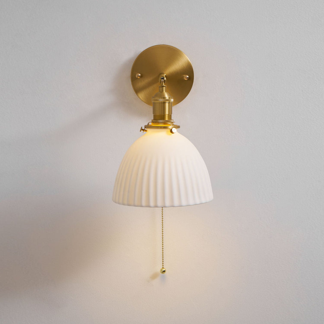 Brass Pleated Ceramic Wall Lamp