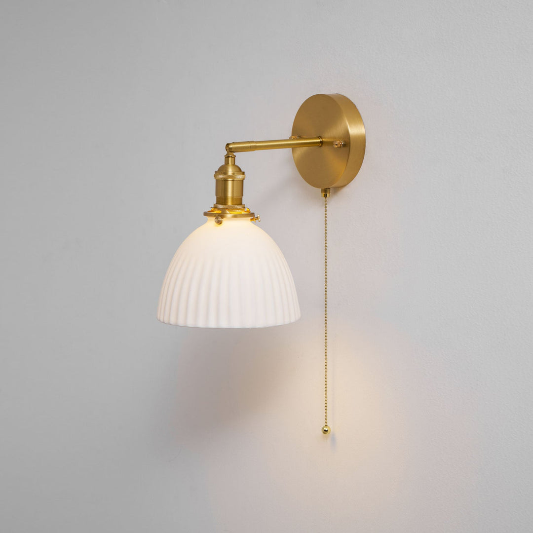 Brass Pleated Ceramic Wall Lamp