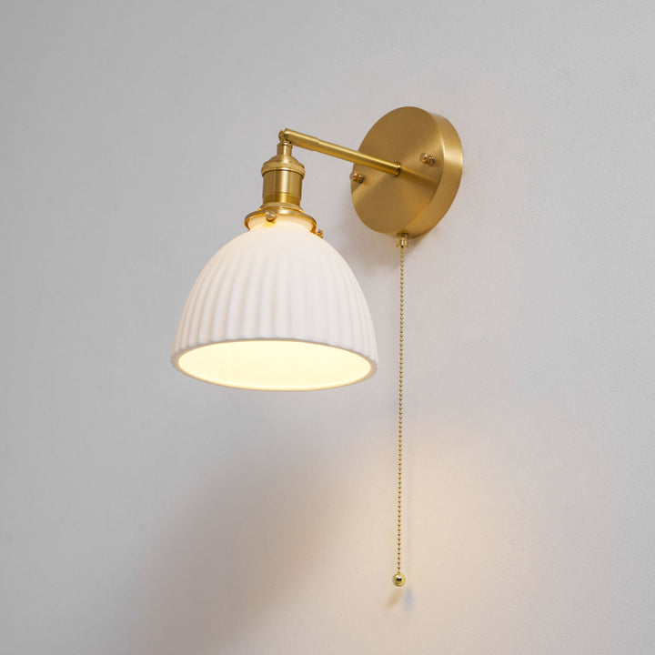 Brass Pleated Ceramic Wall Lamp