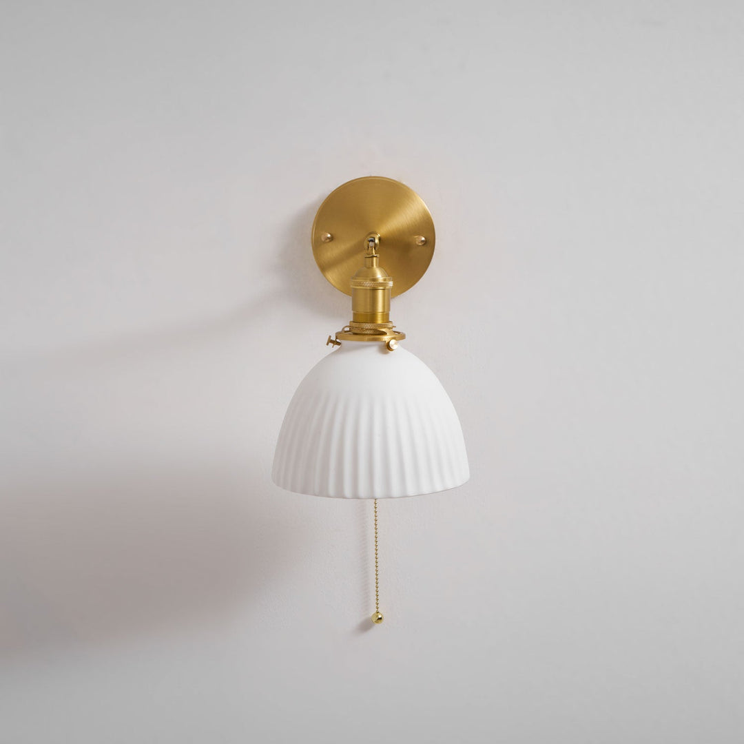 Brass Pleated Ceramic Wall Lamp